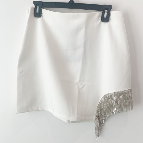 Main Strip Dresses & Skirts - MAIN STRIP | White Rhinestone Skirt NWT.
